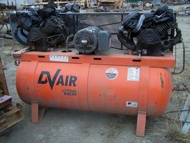 Used DVair Horizontal Air Compressor. 30 in. dia. X 7 ft. Long. Double Head 30 HP - 200 PSI.