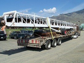 Used Stacking Conveyor. 36 in. x 70 ft. Long. Folding Truss Frame for Transport.