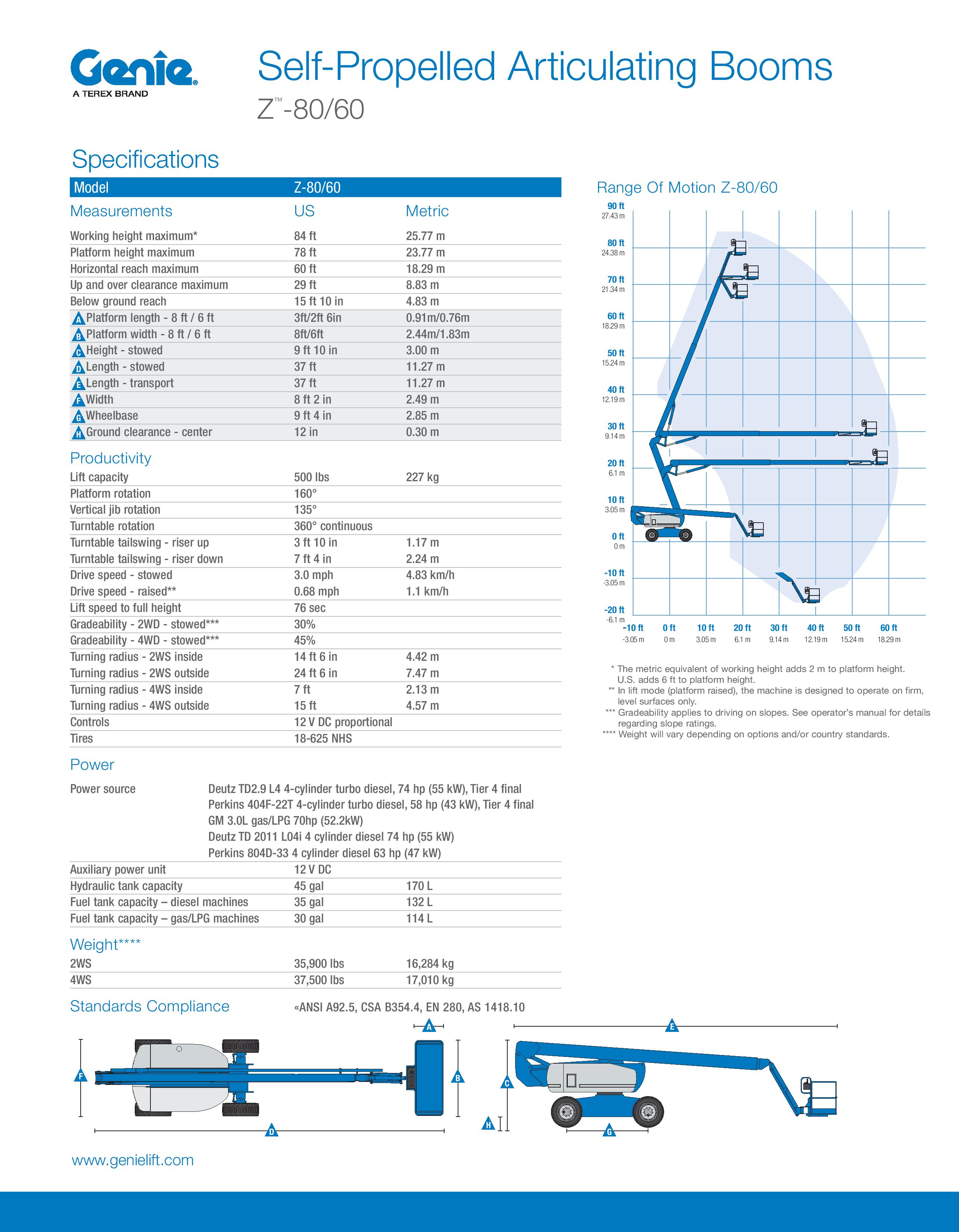 Genie Articulated Boom Lift Supplier Worldwide Used 2004 Z80/60 Boom