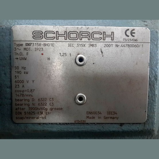 Schorch Electric Motor Supplier Worldwide Used 190 kW 6,000 kW
