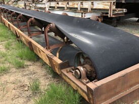 Used Channel Conveyor. 36 in. x 55 ft. c/w Steel Spoked Head Pulley & Tail Pulley.