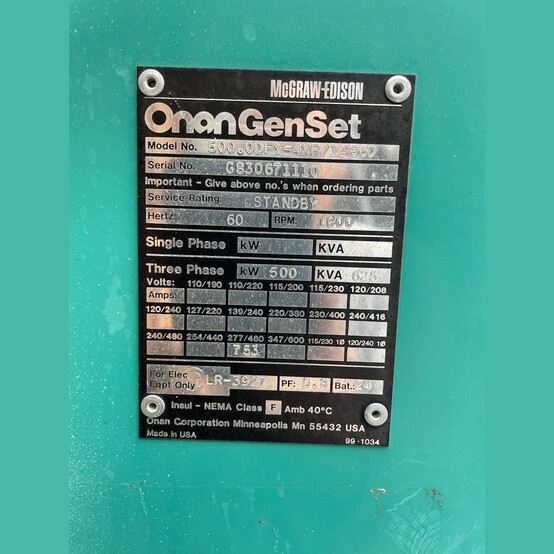 Generador Cummins de 500 kW Diesel