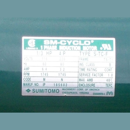 Sumitomo Electric Motor Supplier Worldwide | 1/3 hp 115/230V Electric