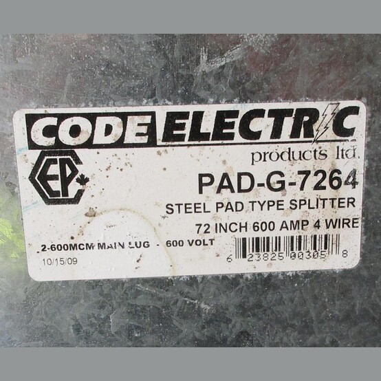 Code Electric 600 Amp PAD Splitter Trough