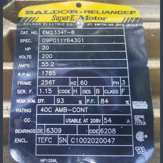 Baldor Motor Specs