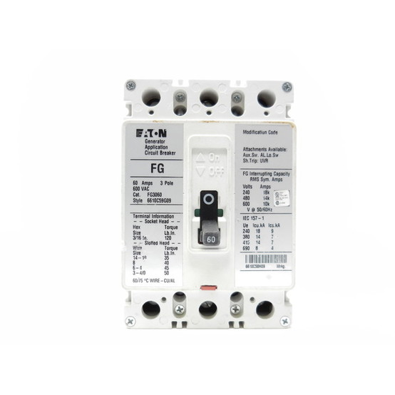 Eaton Generator Application 3 Pole 60 AMP Breaker