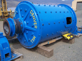 Denver 5 ft. Dia. x 8 ft. Long ball Mill. Driven by 75 HP Motor.