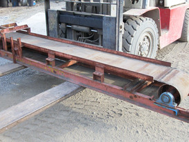 Used Flat Belt Conveyor. 14 in. x 9.5 ft. Long 8 in. Head and Tail Pulley.
