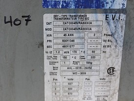 45 KVA 600 - 480Y/277 Volt 3 Phase Delta Transformer For Sale