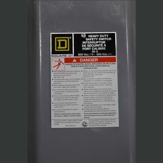 Square D 60 AMP Heavy Duty Safety Switch