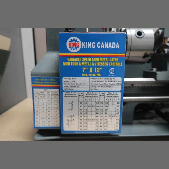King Canada 7 in. x 12 in. Metal Lathe