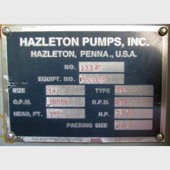 Hazleton vertical sump pump supplier worldwide Used Hazleton 14 in